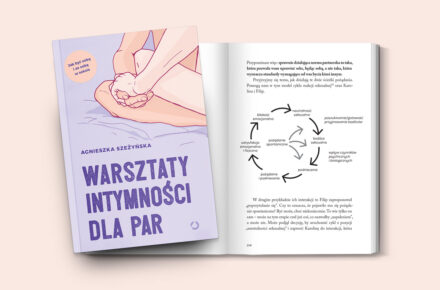 okładka książki "warsztaty intymności dla par" i fragment wnętrza książki