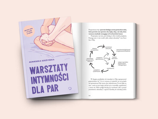 okładka książki "warsztaty intymności dla par" i fragment wnętrza książki